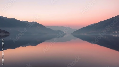 Wallpaper Mural Serene Lake Sunrise – Tranquil Landscape for Nature Photography, Website Backgrounds Torontodigital.ca