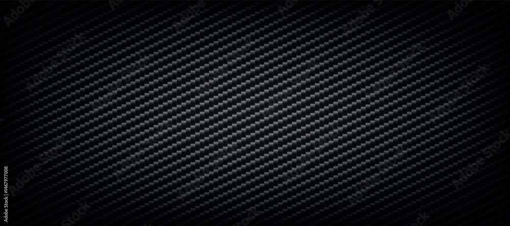 Panoramic dark carbon fiber texture with highlights - Vector illustration