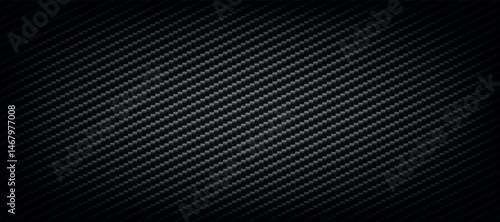 Panoramic dark carbon fiber texture with highlights - Vector illustration