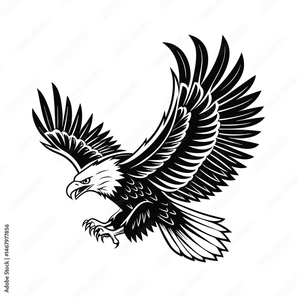 Obraz premium eagle vector illustration line art silhouette