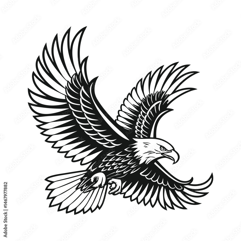 Fototapeta premium eagle vector illustration line art silhouette