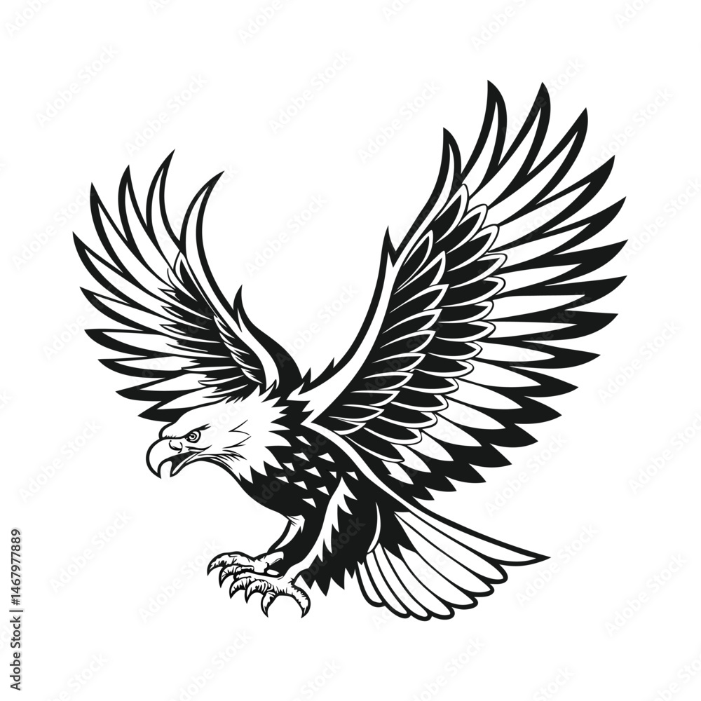 Fototapeta premium eagle vector illustration line art silhouette