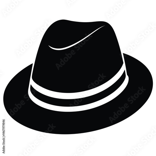 Sleek fedora hat elegantly rendered in a striking monochrome silhouette stands ready for chic styling