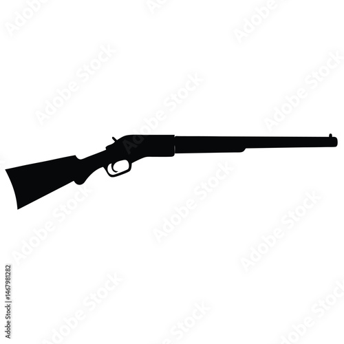 The silhouette of a classic hunting rifle portrays raw power and timeless functionality