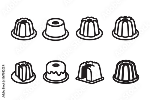 Bundt cake dessert in line art style