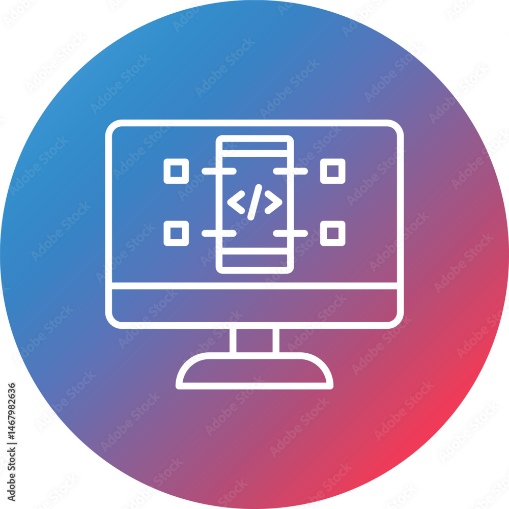 Software Development Line Gradient Circle Background Icon Software Development Line Gradient Circle Background Icon