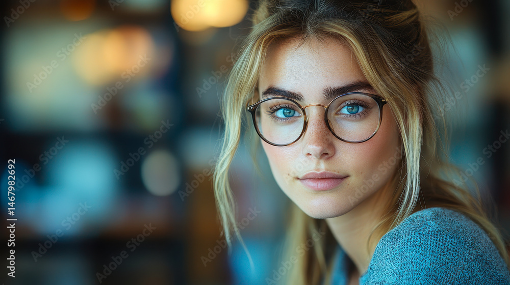 Focused Businesswoman Analyzing Financial Graphs on Laptop in Modern Office Setting, Exhibiting Determination and Professionalism