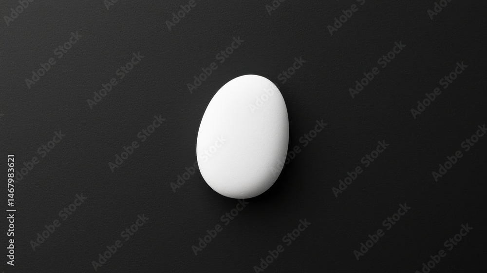 A white egg on a black background. A white egg on a black background.