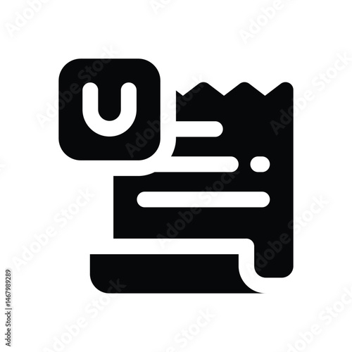 bill glyph icon. Strong and solid vector icon for websites, mobile interfaces, presentations, and visual branding. High quality and easy to edit.