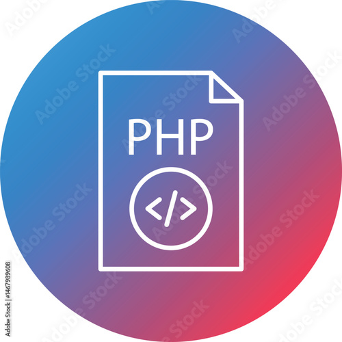 PHP File Line Gradient Circle Background Icon