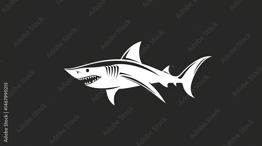 Obraz premium Shark Silhouette Majestic Apex Predator in Dark Ocean.