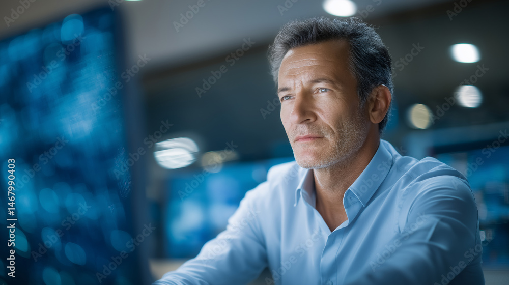 Fototapeta premium High-Tech Office Environment Focused on Business Technology Management