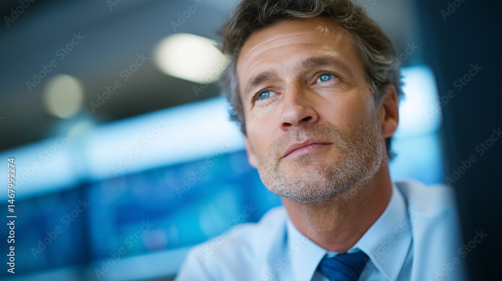 Obraz premium Corporate Analysis of Economic Growth Data in Business Office