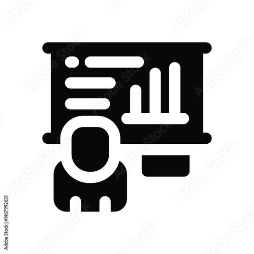 business presentation glyph icon. Strong and solid vector icon for websites, mobile interfaces, presentations, and visual branding. High quality and easy to edit.