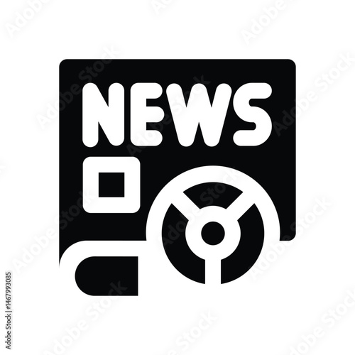 news report glyph icon. Strong and solid vector icon for websites, mobile interfaces, presentations, and visual branding. High quality and easy to edit.
