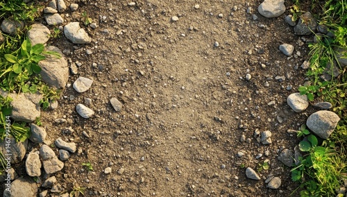 Wallpaper Mural Dirt path bordered by rocks and grass.  Top-down view.  Natural path Torontodigital.ca