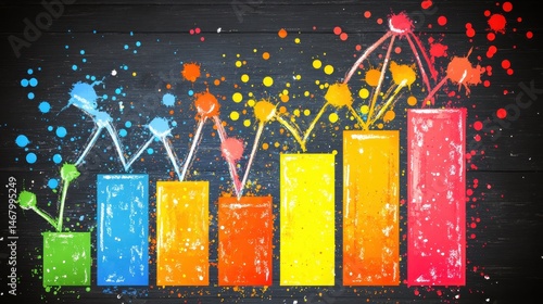 Vibrant performance chart conveying market data analysis and graphical information with bold visualization and optimistic outlook