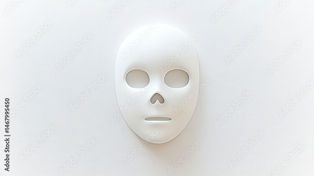 Minimalist Mask Plain White Mask on a Bright with Clean Background. Minimalist Mask Plain White Mask on a Bright with Clean Background.