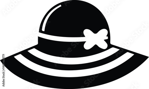 Summer sunhat silhouette vector art icon design