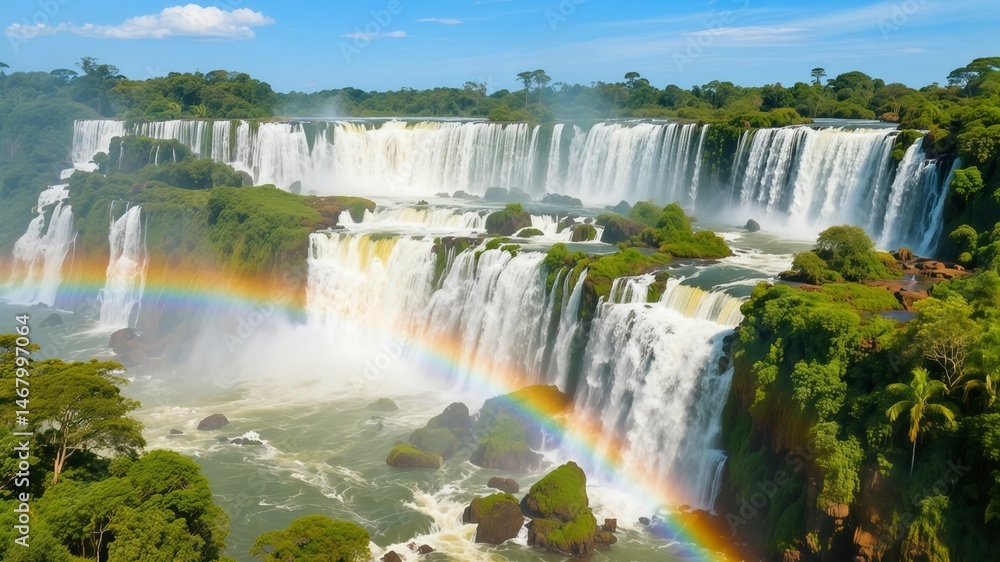 Fototapeta premium Iguazu-style multi-layer waterfall