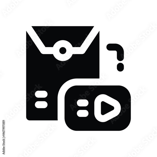 video player glyph icon. Strong and solid vector icon for websites, mobile interfaces, presentations, and visual branding. High quality and easy to edit.