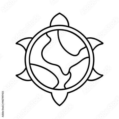 Globe Trot Tattoo Line Art Vector Illustration