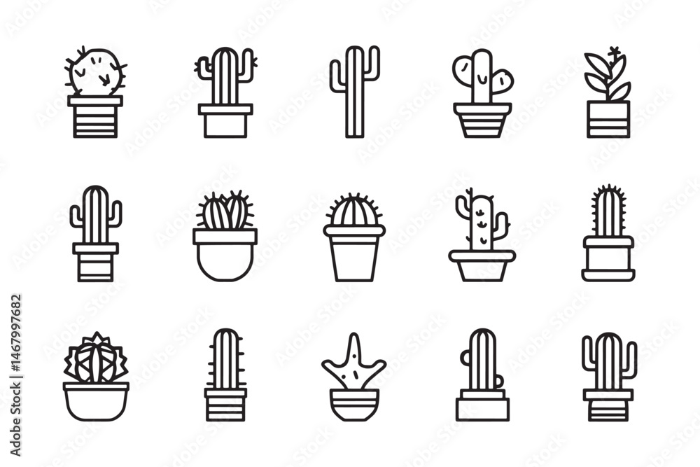 Clean Cactus Line Illustration Artwork Clean Cactus Line Illustration Artwork