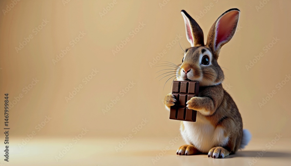 Obraz premium Funny Toy Rabbit With Binoculars Concept for Exploration and Curiosity