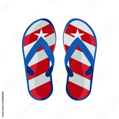 Patriotic flip flops on transparent background