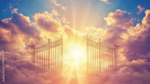 Heavens Gate Golden gates to paradise amidst the clouds and sun.