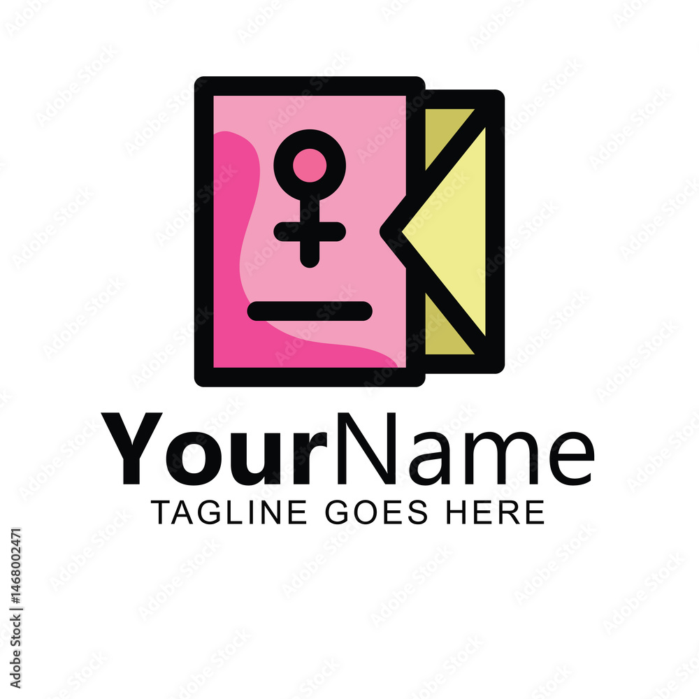 Feminine Logo Design. Book and Envelope Symbol Feminine Logo Design. Book and Envelope Symbol