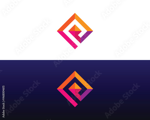 Free Download Abstract P letter geometric logo design with vibrant gradient colors illustration - GFXLoad