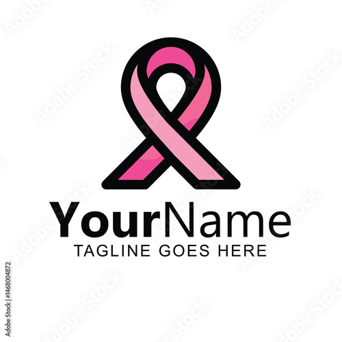 Pink Ribbon Logo Design. Breast Cancer Awareness Symbol