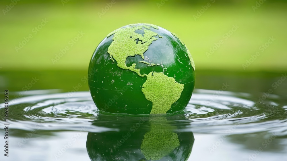 Earth Globe Green World Rising from Water. Earth Globe Green World Rising from Water.
