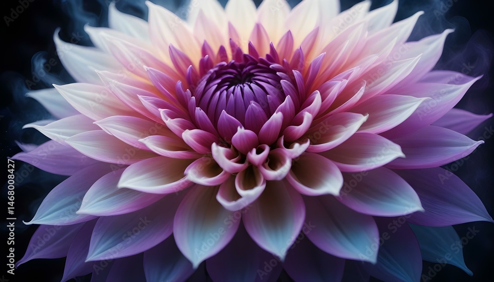 A captivating close-up of a vibrant dahlia, showcasing its exquisite layered petals. A captivating close-up of a vibrant dahlia, showcasing its exquisite layered petals.