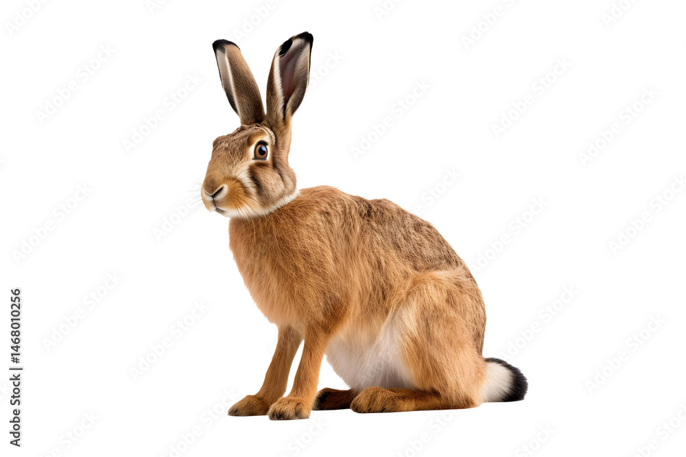 Fototapeta premium European hare Isolated on transparent background
