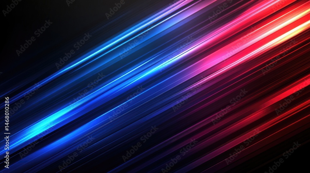Neon Speed Blue Red Light Trails on Dark with Futuristic Backdrop. Neon Speed Blue Red Light Trails on Dark with Futuristic Backdrop.