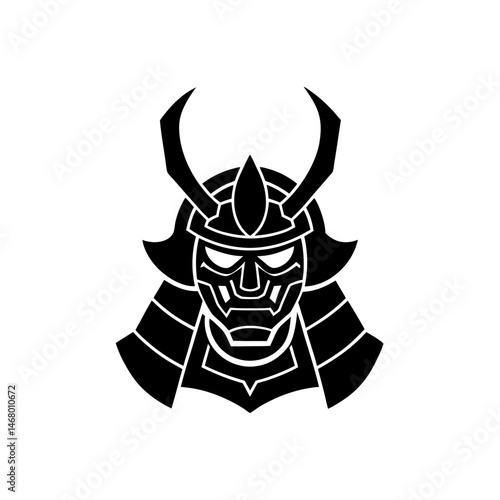 samurai helmet silhouette on white background  .svg