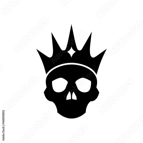 skull with crown silhouette on white background  .svg