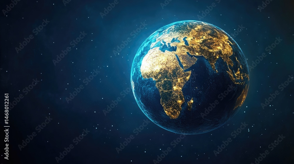 Earth at Night Lights of Civilization Glowing in Space. Earth at Night Lights of Civilization Glowing in Space.