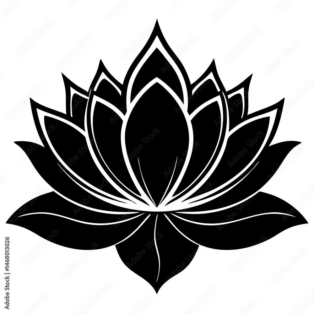 Black Lotus Flower Silhouette Vector for Logos and Cut Files Black Lotus Flower Silhouette Vector for Logos and Cut Files