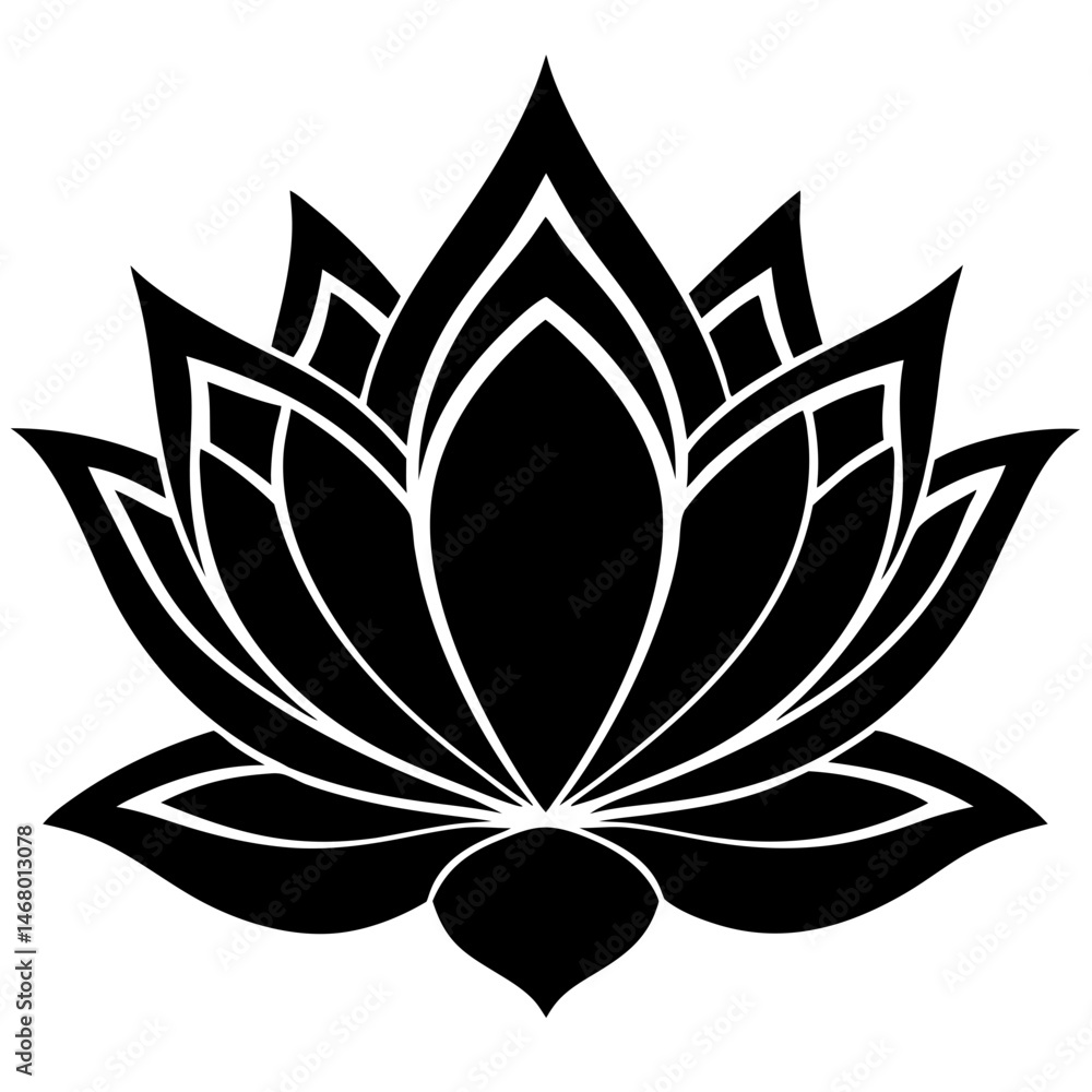 Black Lotus Flower Silhouette Vector for Logos and Cut Files Black Lotus Flower Silhouette Vector for Logos and Cut Files