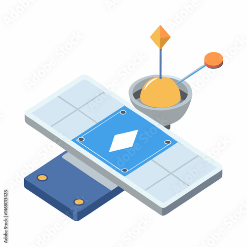 A tablet computer with a disk drive positioned on top, showcasing a modern tech setup.