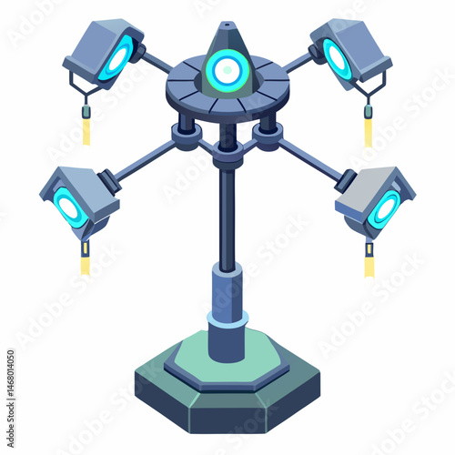 A cartoon robot with a light on top, featuring a friendly expression and metallic body, stands against a simple background.