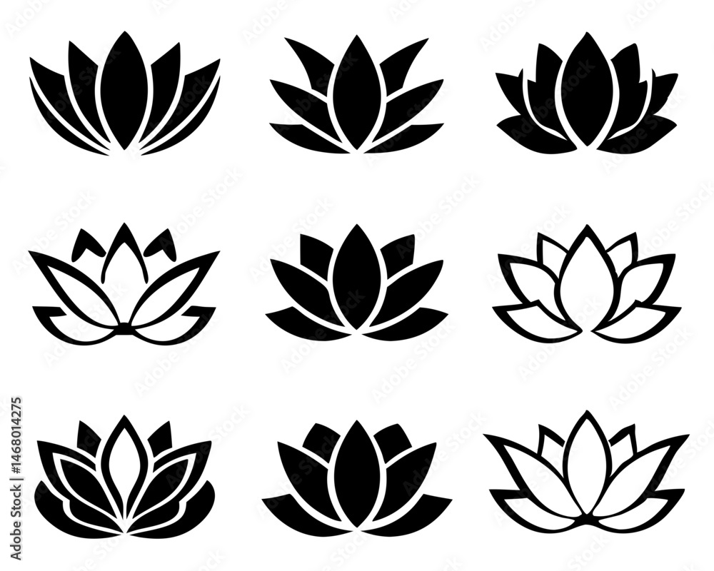 Obraz premium Hand-Drawn Lotus Flower Clipart Set for Wellness and Spiritual Use