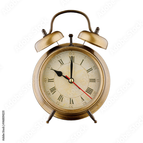 Obraz na płótnie alarm clock, vintage clock with time 10 hours 00 minutes, a.m. 10:00, p.m. 10:00, on isolated white background close-up w salonie