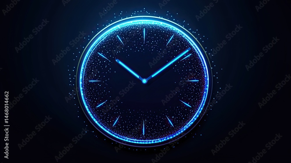 Digital Clock Glowing Time with Tech Precision, and Midnight Blue. Digital Clock Glowing Time with Tech Precision, and Midnight Blue.