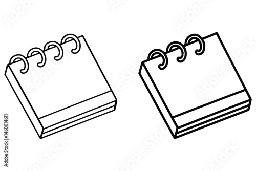 Two white sketchbooks attached by steel rings sit against a white backdrop