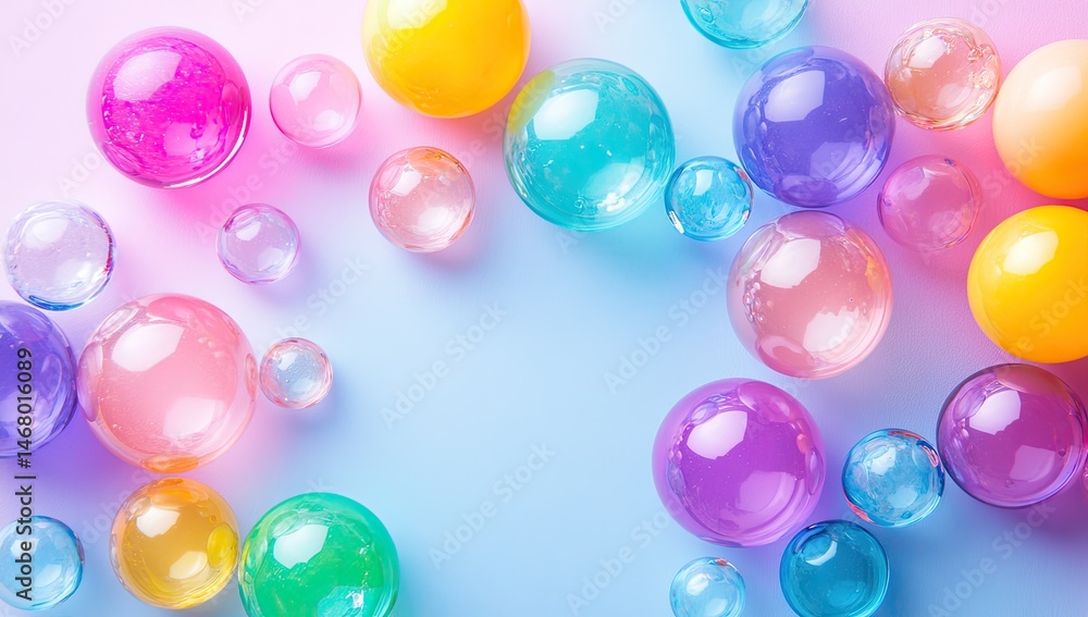 Vibrant, colorful spheres arranged in a gradient backdrop Vibrant, colorful spheres arranged in a gradient backdrop
