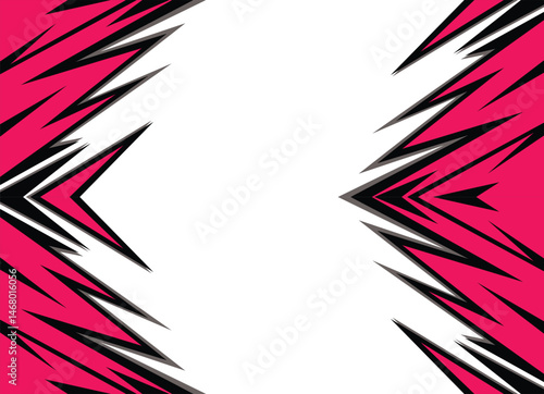 Abstract sporty colorful background with jagged arrow line pattern and with some copy space area
